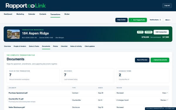 AI Transaction Coordinator recreated screen preview